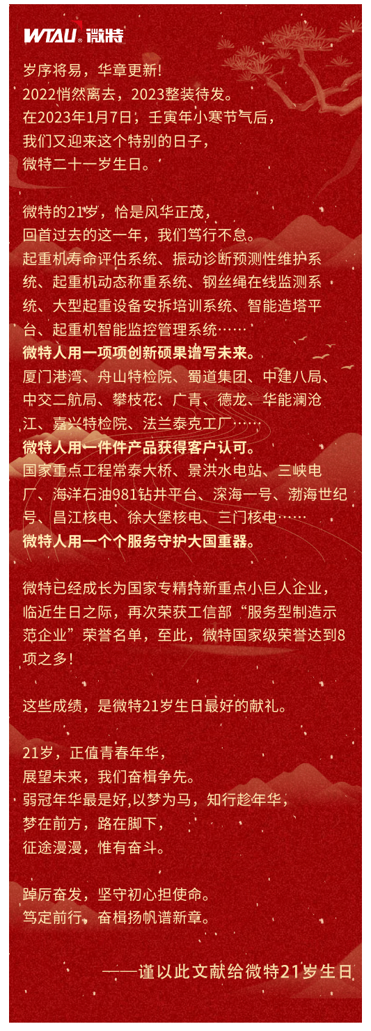 篤定前行 奮楫爭先！丨祝微特21歲生日快樂！
